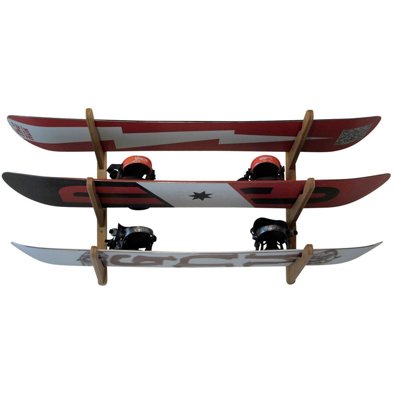 Load image into Gallery viewer, Triple Surfboard Wall Rack | Bamboo Rack Perfect for Surf, Wakeboards, Snowboards, Skateboards