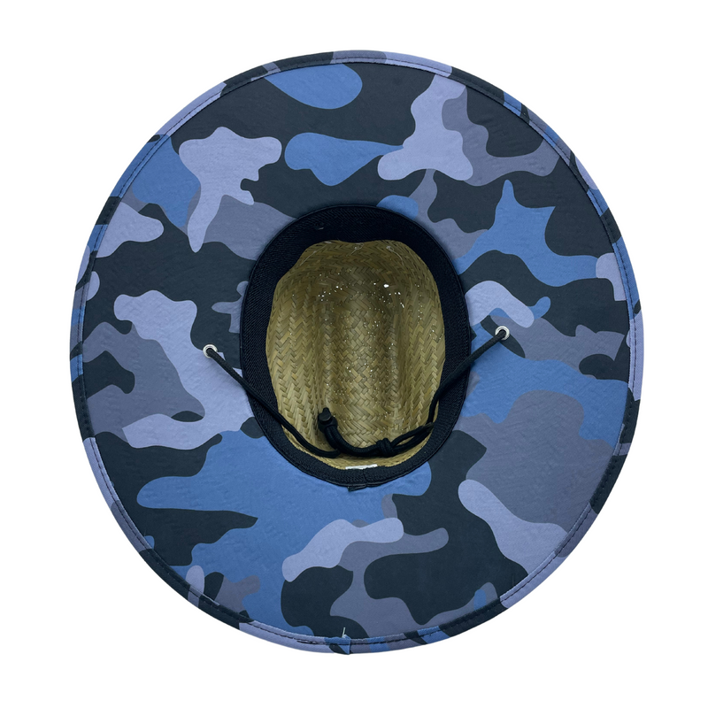 Load image into Gallery viewer, Mens Straw Beach Hat - Blue Camouflage