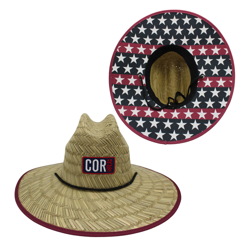 Load image into Gallery viewer, Straw Lifeguard Sun Hats for Adults - Patriotic