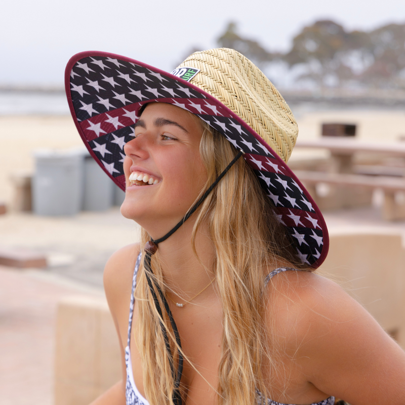 Load image into Gallery viewer, Straw Lifeguard Sun Hats for Adults - Patriotic
