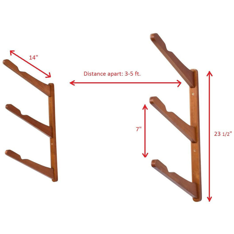 Load image into Gallery viewer, Triple Surfboard Wall Rack | Bamboo Rack Perfect for Surf, Wakeboards, Snowboards, Skateboards
