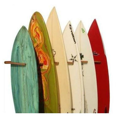 Load image into Gallery viewer, Triple Surfboard Wall Rack | Bamboo Rack Perfect for Surf, Wakeboards, Snowboards, Skateboards
