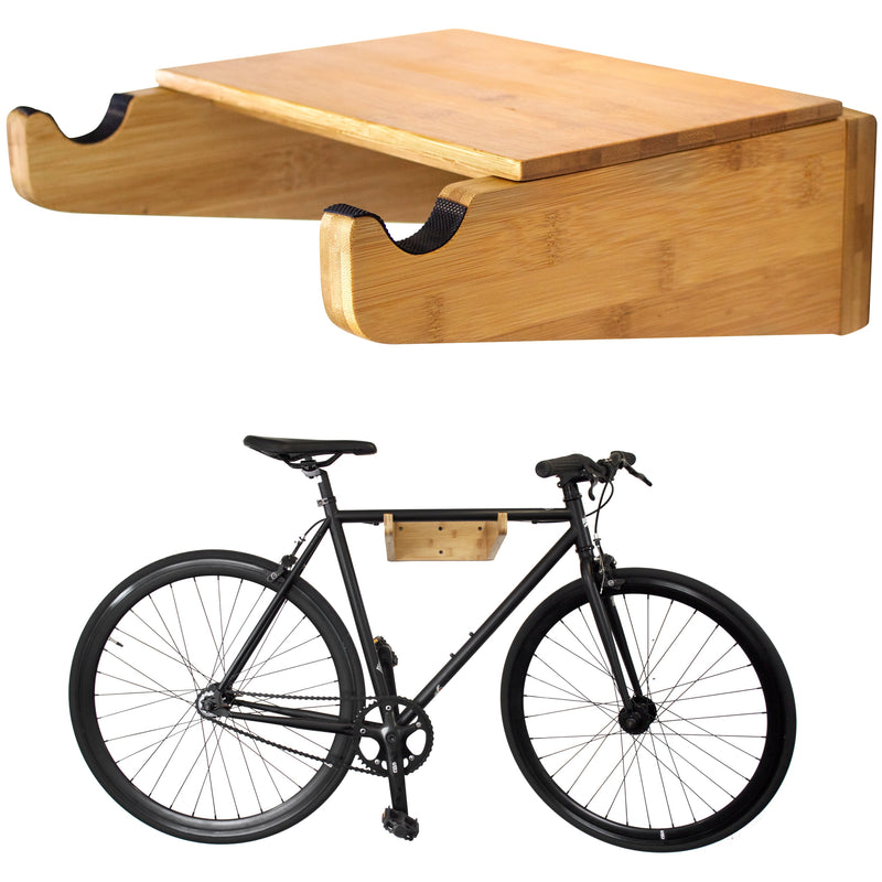Load image into Gallery viewer, Bamboo Bike Mount with Removeable Shelf
