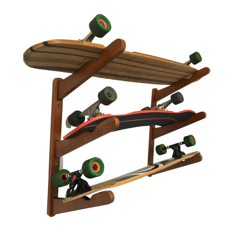 Load image into Gallery viewer, Triple Surfboard Wall Rack | Bamboo Rack Perfect for Surf, Wakeboards, Snowboards, Skateboards
