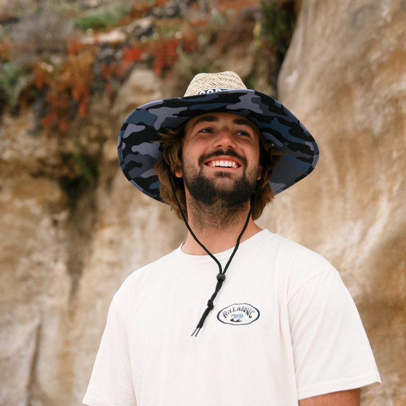 Load image into Gallery viewer, Mens Straw Beach Hat - Blue Camouflage
